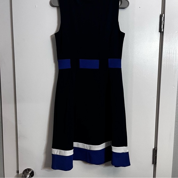 Enfocus Studio NWOT Blue White  Color Block Dress Size 8 - Picture 2 of 7